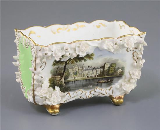 A Rockingham porcelain card rack, c.1830-42, W. 13.5cm